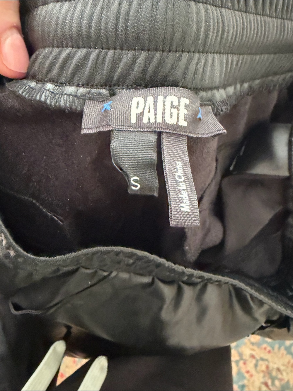 PAIGE Black Faux Leather Drawstring Joggers - Picture 7 of 9